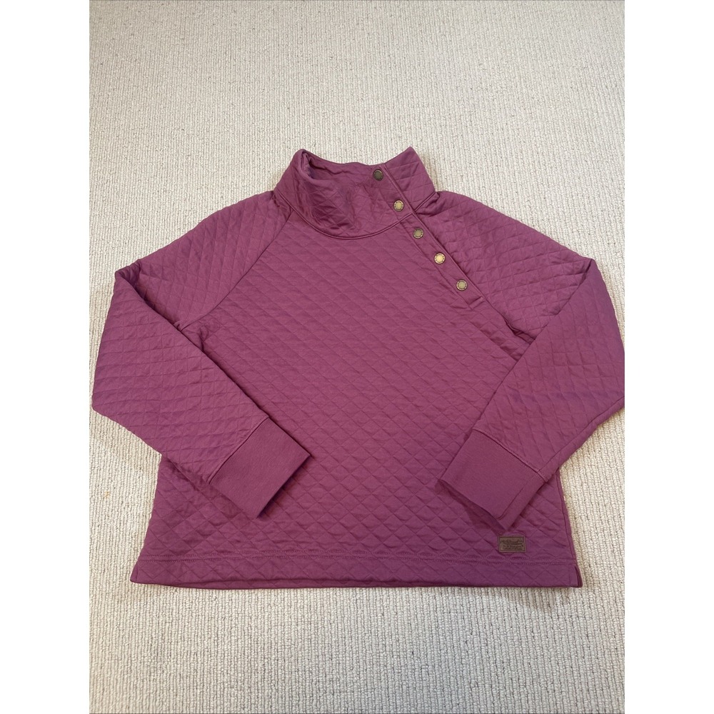 LL Bean Women's Medium Petite Quilted Sweatshirt Snap neck Pullover